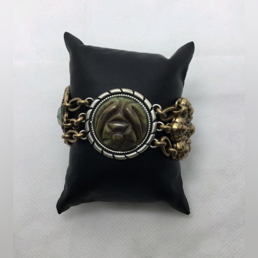 Lucky Brand Toggle Clasp Flower Link Bracelet 7.5"